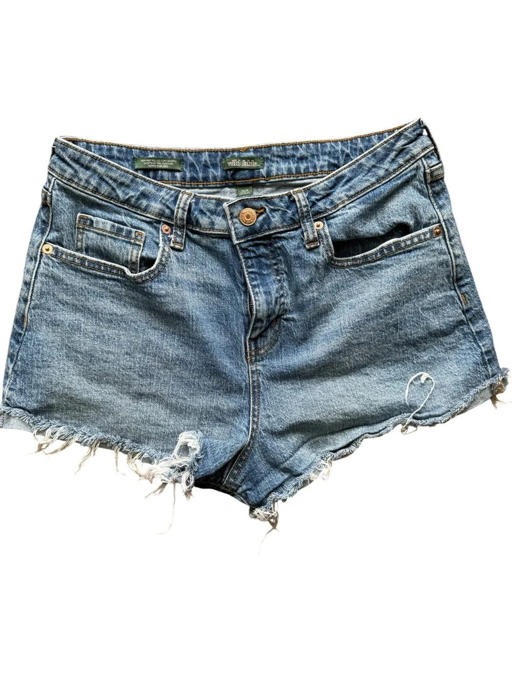 Wild Fable High Rise Frayed Hem Denim Shorts Size 10 Dark Wash Jean Shorts